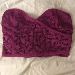 Free People Lace Cropped Bandeau - Raspberry, LRG